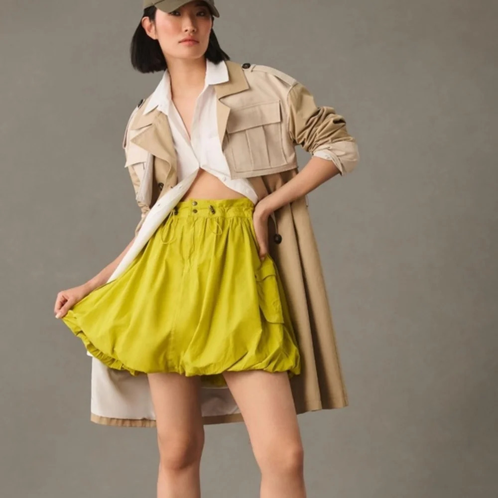 NWT Anthropologie Pilcro Chartreuse Parachute Skirt 0